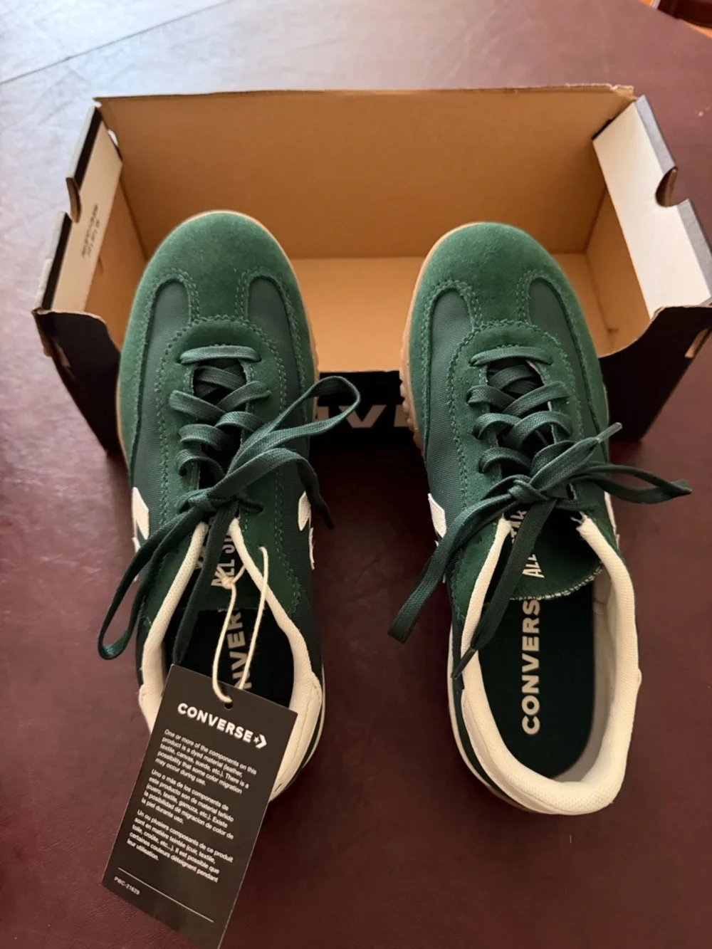 Converse Dark Green Suede Low-Top Sneakers with White Trim unisex men 6.5 women8 - Picture 2 of 7